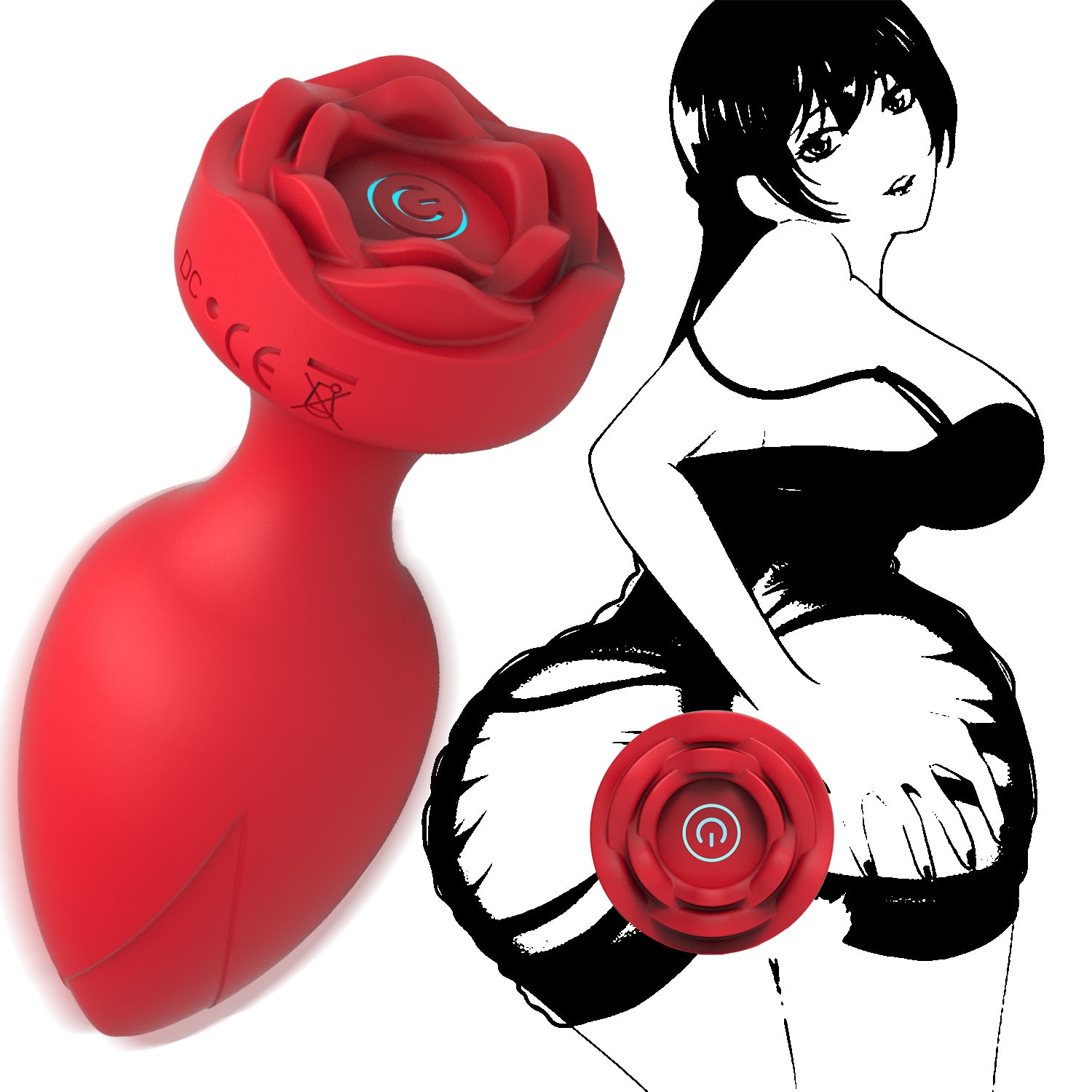 Cavocslin Red Rose Squeeze Anal Plug